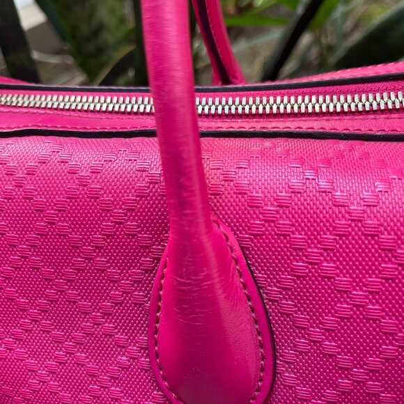 Auth GUCCI Bright Diamante Pink Diamond Leather W/ Gold Hardware Boston Bag - Picture 7 of 13